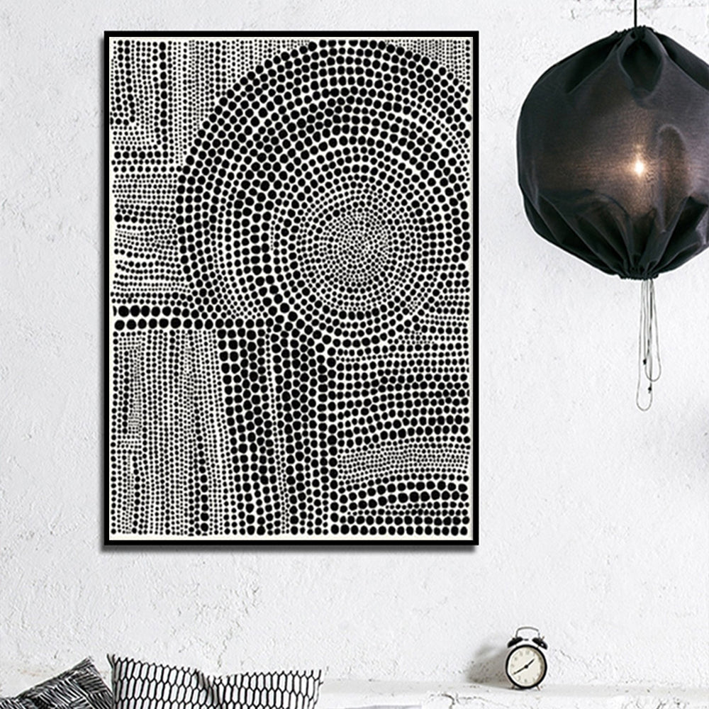 Clustered Dots B Canvas Art with Black Frame - 90cm x 135cm