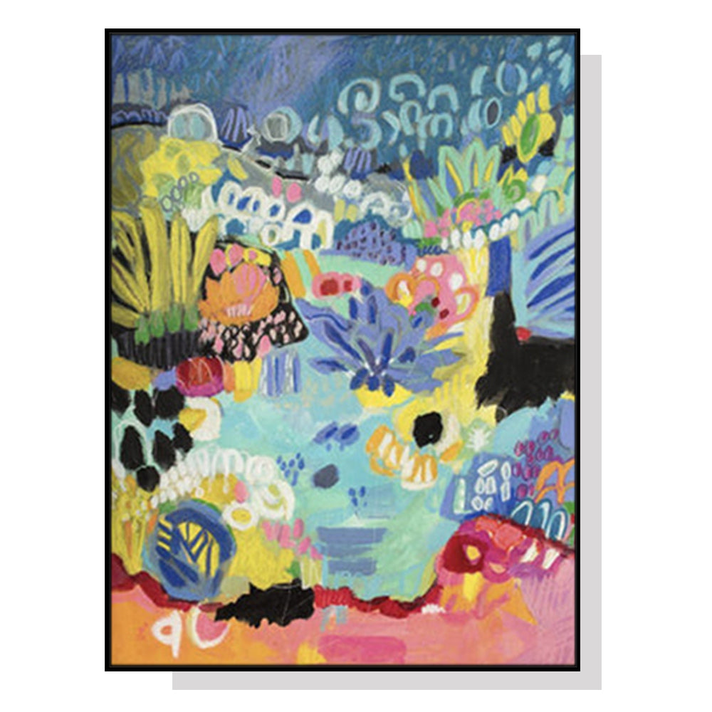 Canvas Wall Art - Summer Smile B - 90cm x 135cm with Black Floating Frame