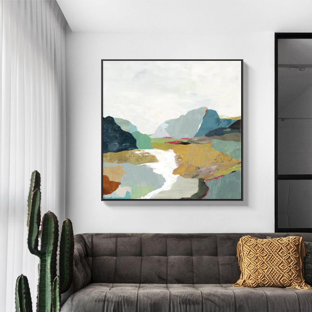 September Afternoon Canvas Wall Art with Black Floating Frame - 90cm x 90cm