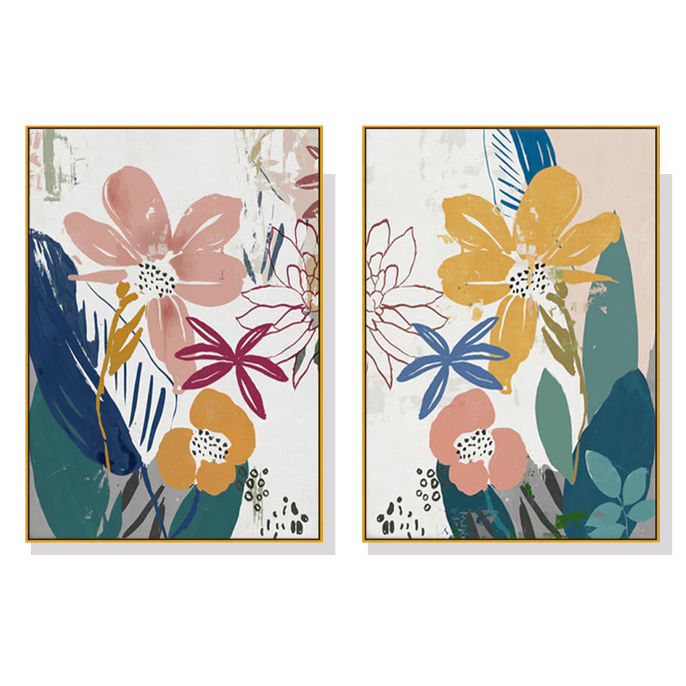 Summer Smile Canvas Art Set with Gold Frame - 50cm x 70cm