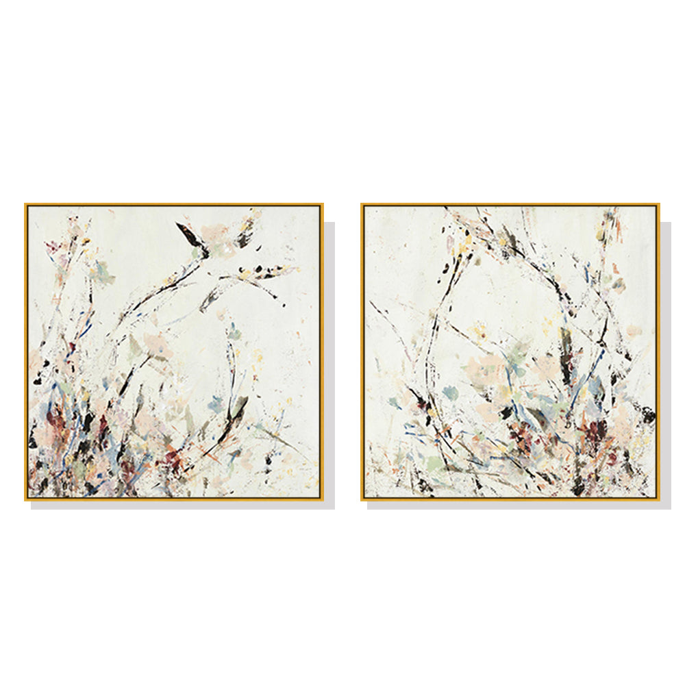 Framed Canvas Art - Afternoon Walk 2-Piece Set (70cm x 70cm) with Gold Frame