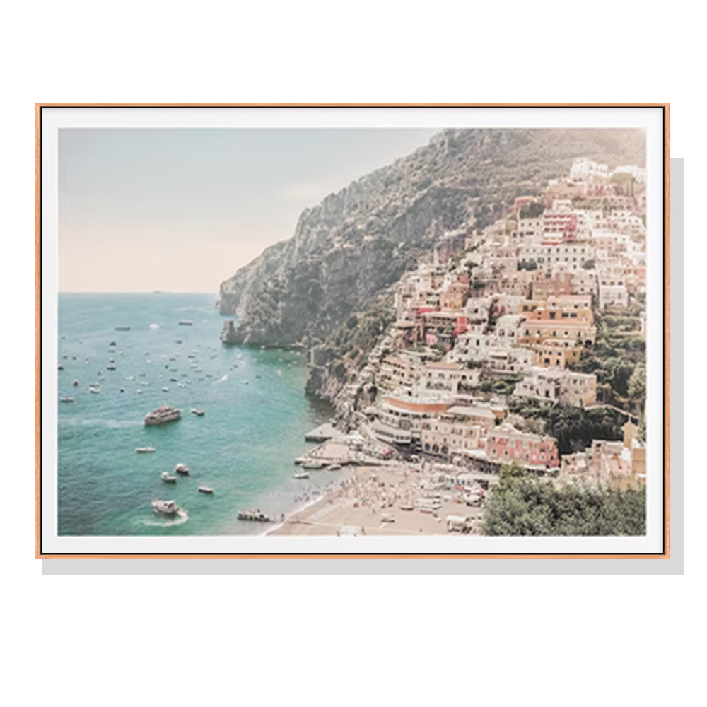 Amalfi Coast Canvas Wall Art with Wooden Frame - 90cm x 135cm