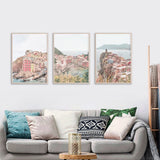 Cinque Terre Canvas Wall Art Set - 3 Framed Prints (70cm x 100cm)