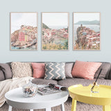 Cinque Terre Canvas Wall Art Set - 3 Framed Prints (70cm x 100cm)