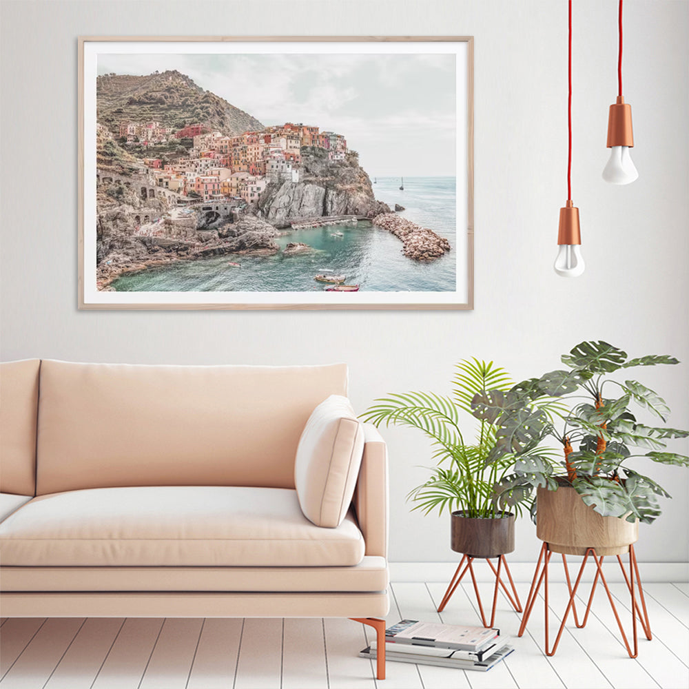 Cinque Terre Canvas Wall Art - 40x60cm Framed Print with Floating Effect