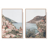 Framed Canvas Art: 40cmx60cm Positano Italy - Set of 2 Prints