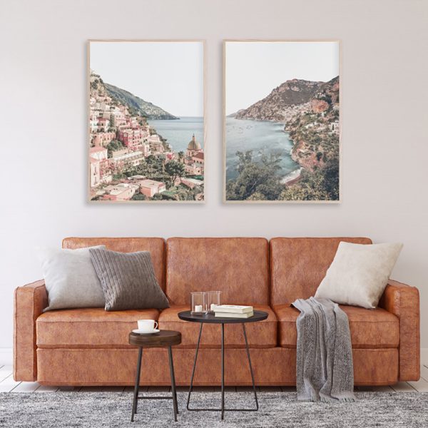 Framed Canvas Art: 40cmx60cm Positano Italy - Set of 2 Prints