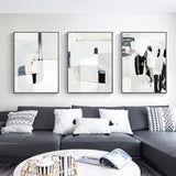 Elegant 3-Piece Black Framed Canvas Wall Art Set - 70cm x 100cm Soft Spoken Design