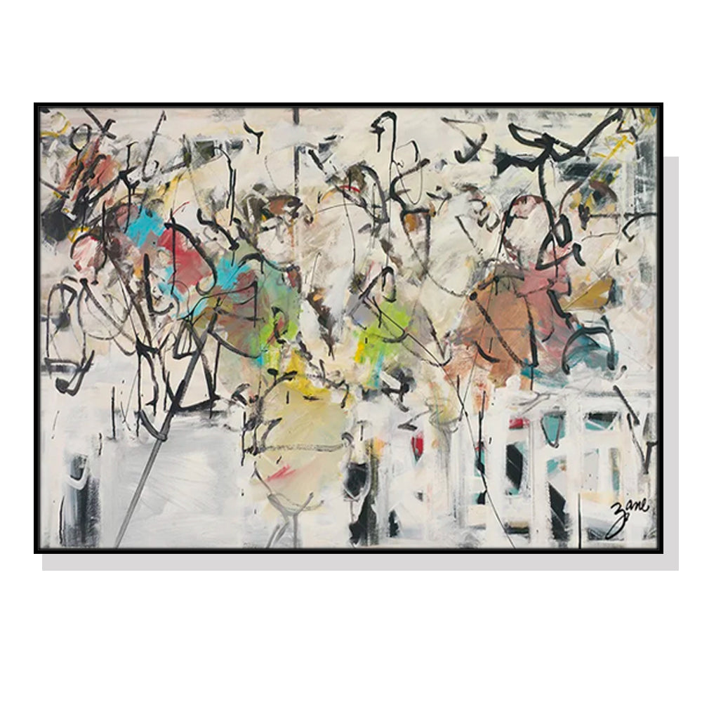 Abstract White Dream Canvas Art with Black Framing - 40cm x 60cm