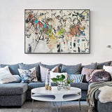 Abstract White Dream Canvas Art with Black Framing - 40cm x 60cm