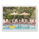 Dogs at Beverly Hills Hotel Canvas Art - 70x100cm with White Floating Frame