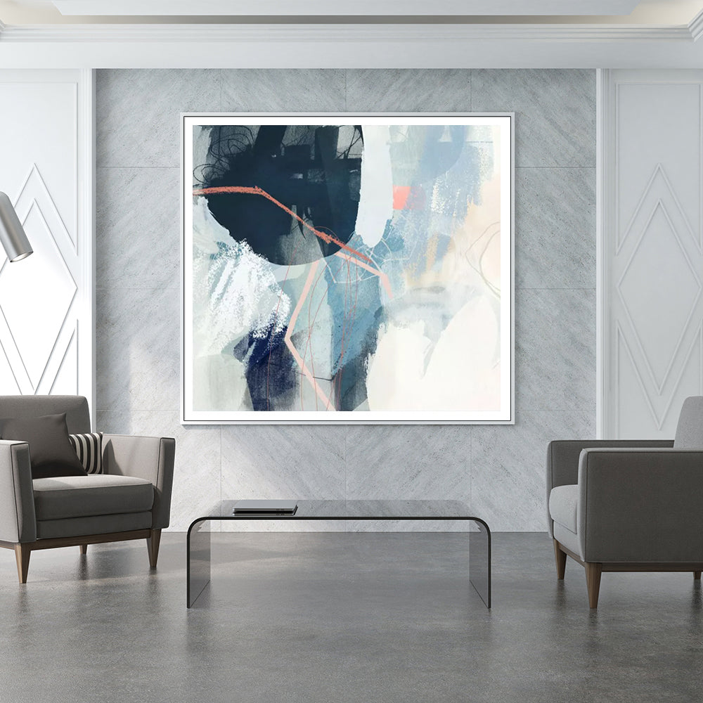 Luz II Framed Canvas Wall Art - 90cm x 90cm in White Frame