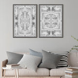 Elegant Black and White Canvas Wall Art Set - 60cm x 90cm with Floating Frame