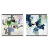 Contemporary Blue Crushers Canvas Art - 50cm x 50cm Framed Prints (Set of 2)