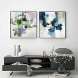 Set of 2 Blue Crushers Canvas Wall Art with Black Frames - 40cm x 40cm