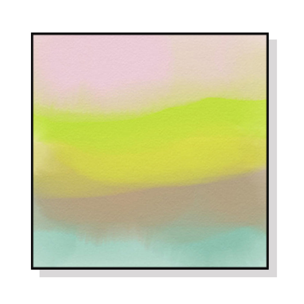 Vibrant 90cmx90cm Watercolor Canvas Art with Stylish Black Frame