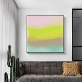 Colorful Abstract Watercolor Canvas Art with Black Floating Frame - 80cm x 80cm