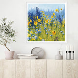 Joyful In July Canvas Art Print - 90cm x 90cm with White Floating Frame