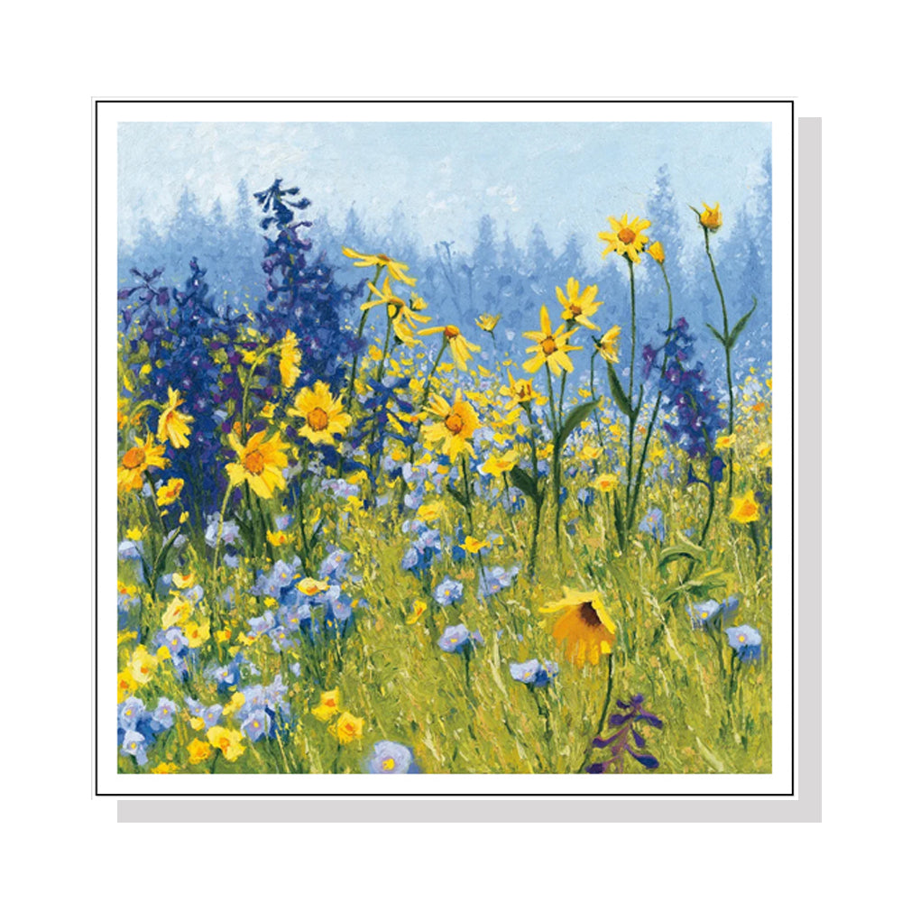 Joyful in July Canvas Art Print with White Floating Frame - 100cm x 100cm