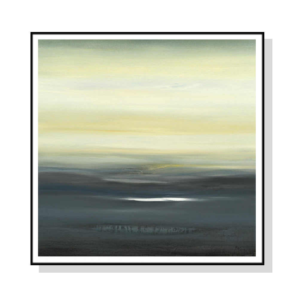 Serene Landscape Canvas Art with Black Frame - 100cm x 100cm