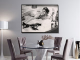 Brigitte Bardot Bath Time Canvas Art - 50cmx70cm Framed Print with Black Float Frame