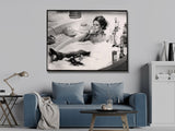 Brigitte Bardot Bath Time Canvas Art - 70cm x 100cm with Black Floating Frame