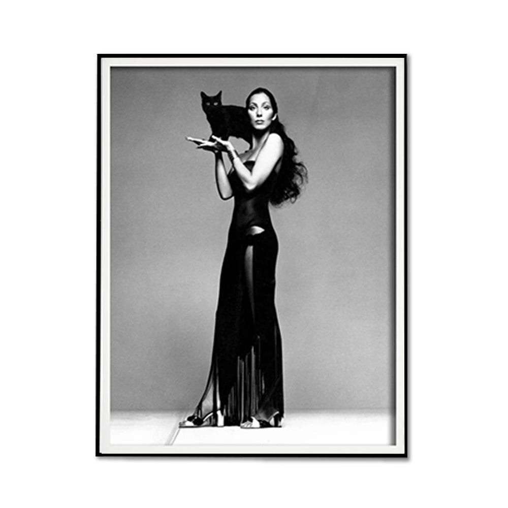 Cher Music Black and White Canvas Wall Art - 70cm x 100cm Framed Print