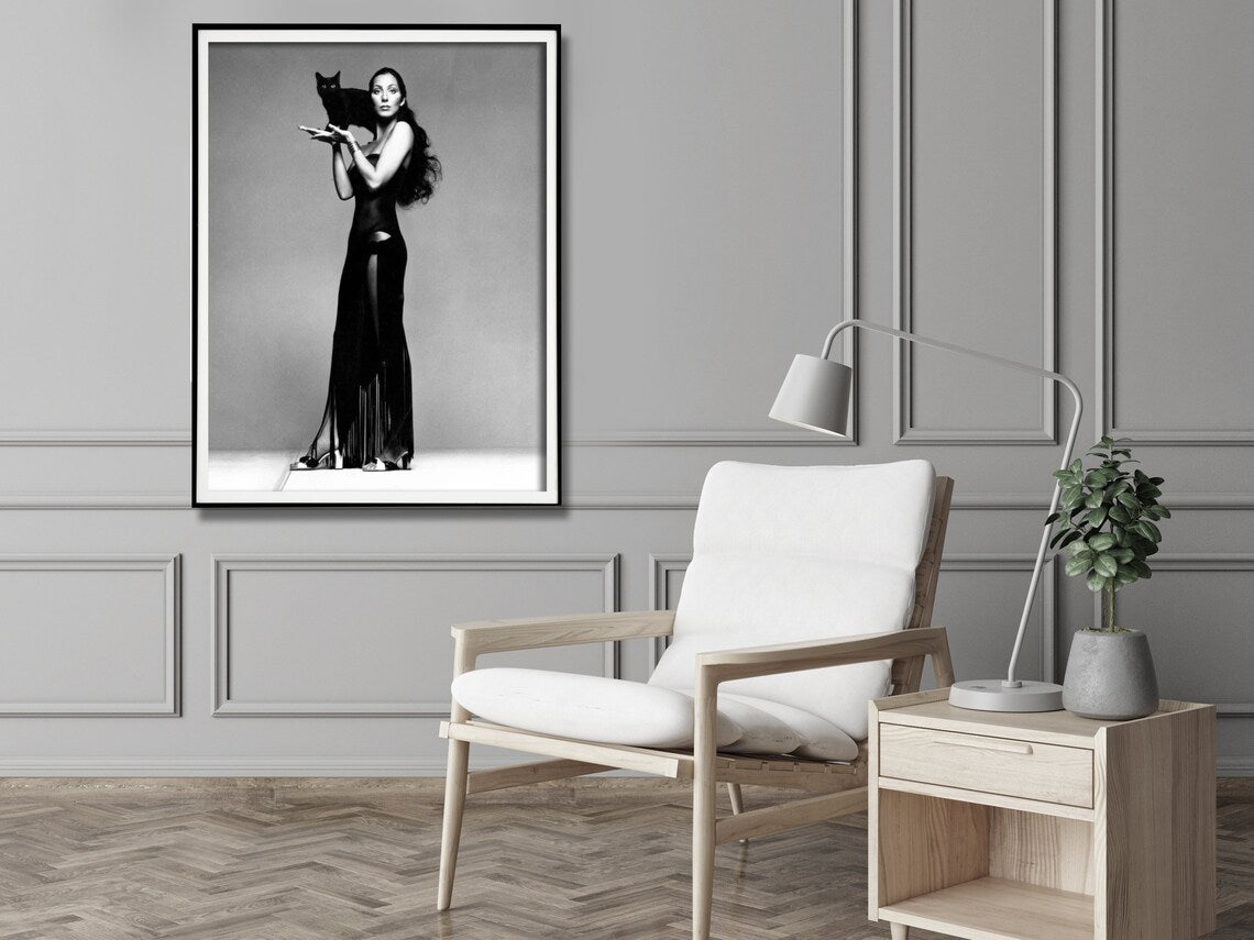 Cher Music Black and White Canvas Art - 80x120cm Framed Print