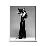 Cher Music Canvas Art - 90cm x 135cm Black and White with Black Frame