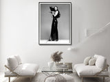 Cher Music Canvas Art - 90cm x 135cm Black and White with Black Frame