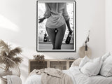 Elegant Black and White Canvas Art: 80cm x 120cm Woman Enjoying Wine in a Stylish Frame