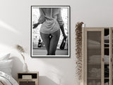 Elegant Black and White Canvas Art: 80cm x 120cm Woman Enjoying Wine in a Stylish Frame