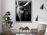 Elegant Canvas Wall Art - 70x100cm Woman Enjoying Wine at the Bar with Black Frame