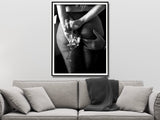 Elegant Canvas Art: 80cm x 120cm Woman Enjoying Wine at the Bar with Black Frame