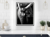 Elegant Canvas Art: 80cm x 120cm Woman Enjoying Wine at the Bar with Black Frame