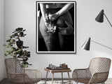 Elegant Canvas Wall Art: 100cm x 150cm Woman Enjoying Wine at the Bar with Black Frame