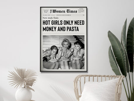 Vintage Pasta Lover Canvas Art - 90cm x 135cm Framed Wall Decor