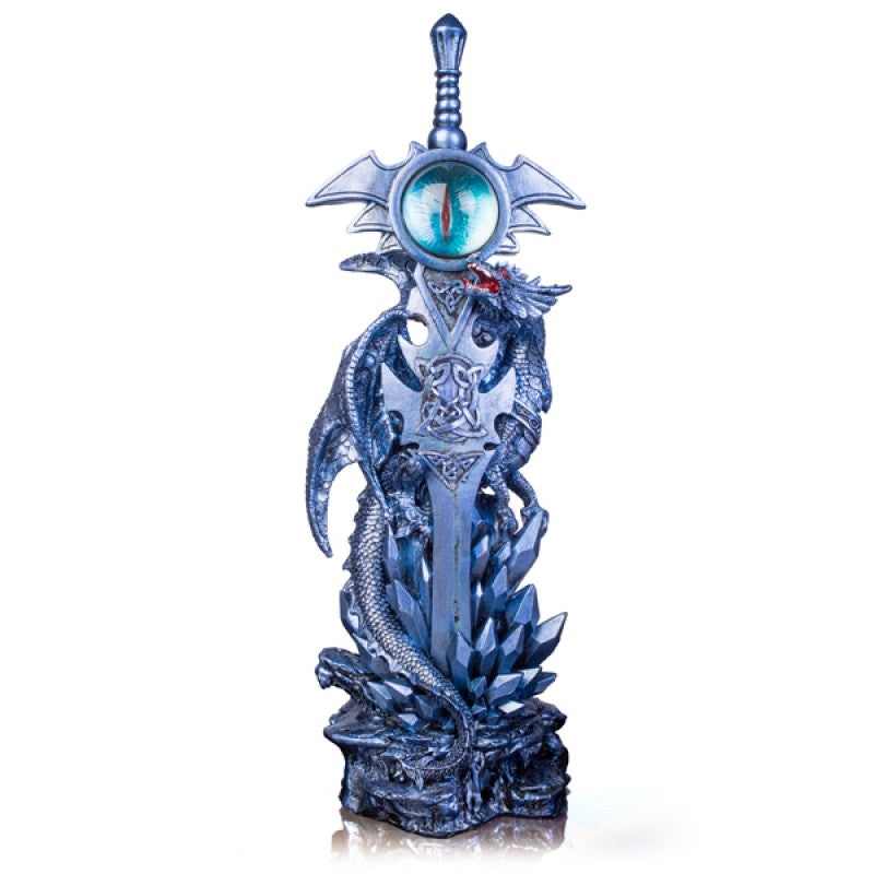 Frostbitten Dragon Guardian on Blade Figurine