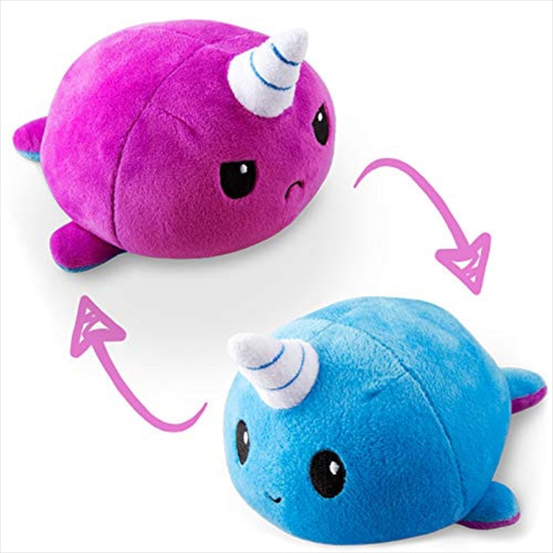 Mood-Revealing Reversible Narwhal Plushie - Purple/Blue