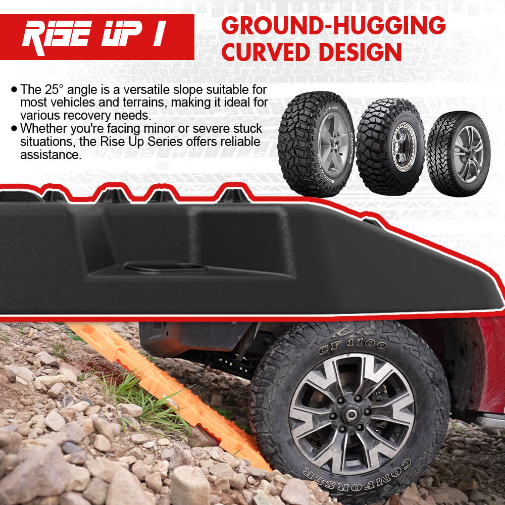 XBULL Rise Up Series 4X4 Recovery Tracks - 2PCS, 12T Capacity for Sand, Snow, and Mud with Mounting Accessories