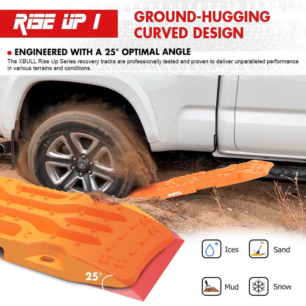 XBULL Rise Up Series 4WD Recovery Tracks - 2PCS Heavy-Duty Sand, Snow & Mud Boards with Mounting Accessories