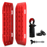 X-BULL 5T Recovery Hitch Receiver with Gen2.0 Recovery Tracks - Red, Includes Bow Shackle and Accessories