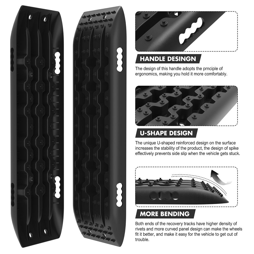 X-BULL Recovery tracks Boards 10T 2 Pairs/ Sand / Mud / Snow Mounting Bolts Pins Gen 2.0 -Black