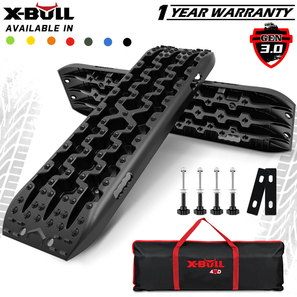 X-BULL 2PCS Recovery Tracks Boards Snow Tracks Mud tracks 4WD With 4PC mounting bolts Black