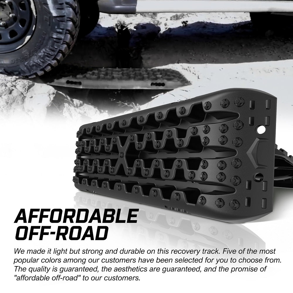 X-BULL 2PCS Recovery Tracks Boards Snow Tracks Mud tracks 4WD With 4PC mounting bolts Black