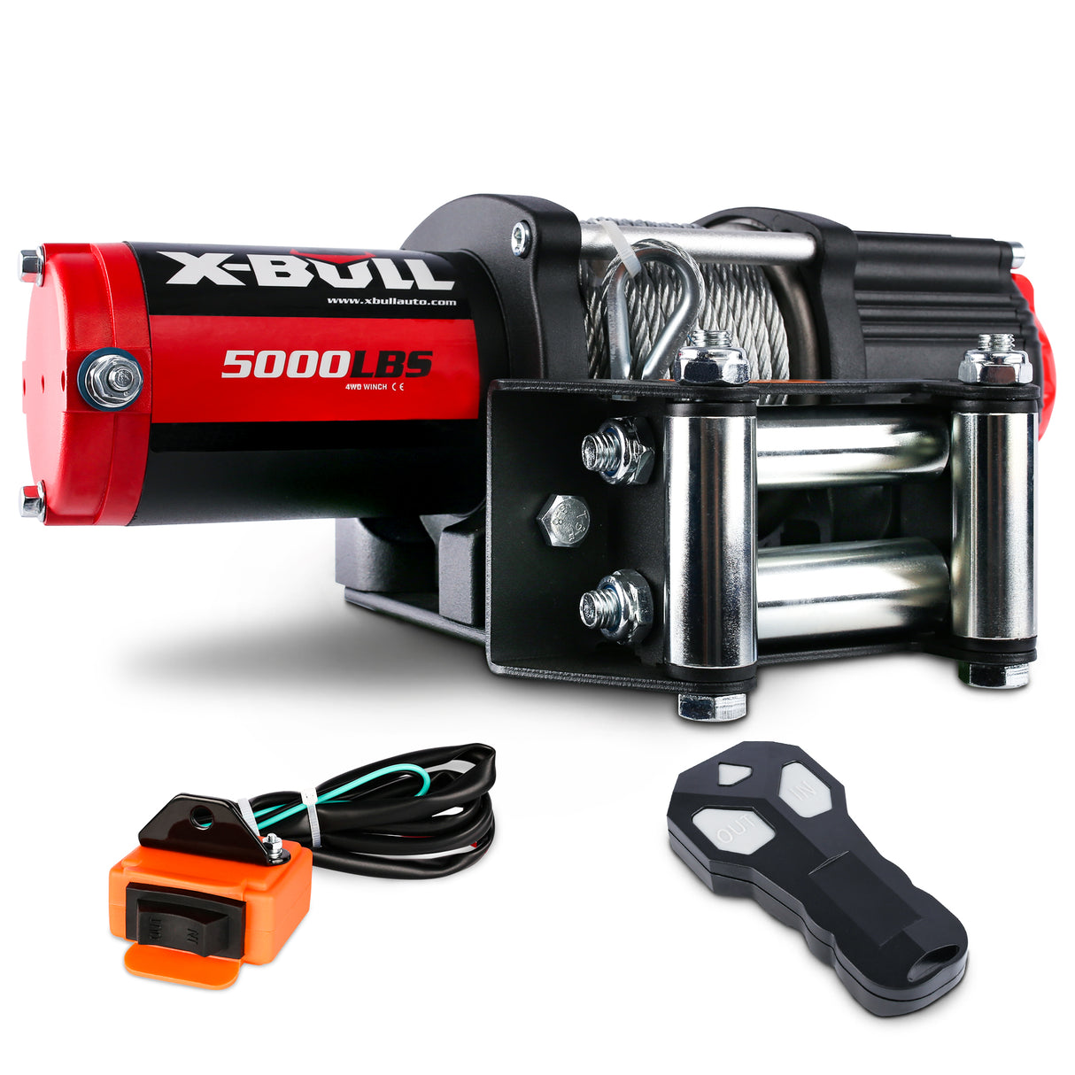 X-BULL 5000LBS 12V Electric Winch with Wireless Remote and 15.2M Steel Cable for ATV, UTV, and Boat