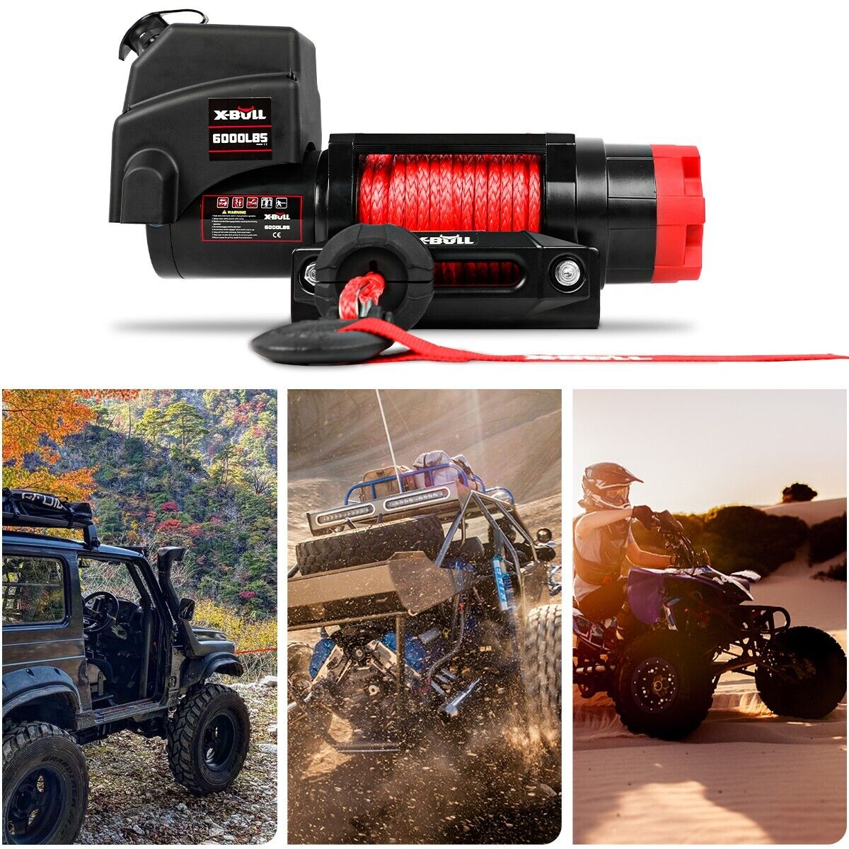 X-BULL Electric Winch 6000LBS 12V BOAT Synthetic Rope Wireless Remote 4WD ATV UTV