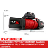 X-BULL 4WD Electric Winch 14500LBS 12V synthetic rope with 2 Pairs Recovery Tracks Gen2.0 Red