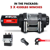 X-BULL 4500lbs Dual 12V Electric Winch with Steel Cable for Boat, ATV, UTV, and Trailer