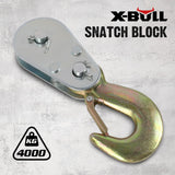 4T Heavy-Duty Snatch Block Pulley with Hook for Off-Road 4WD ATV and UTV